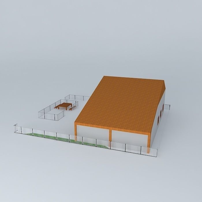 Model domu house with orange roof Free 3D model_1
