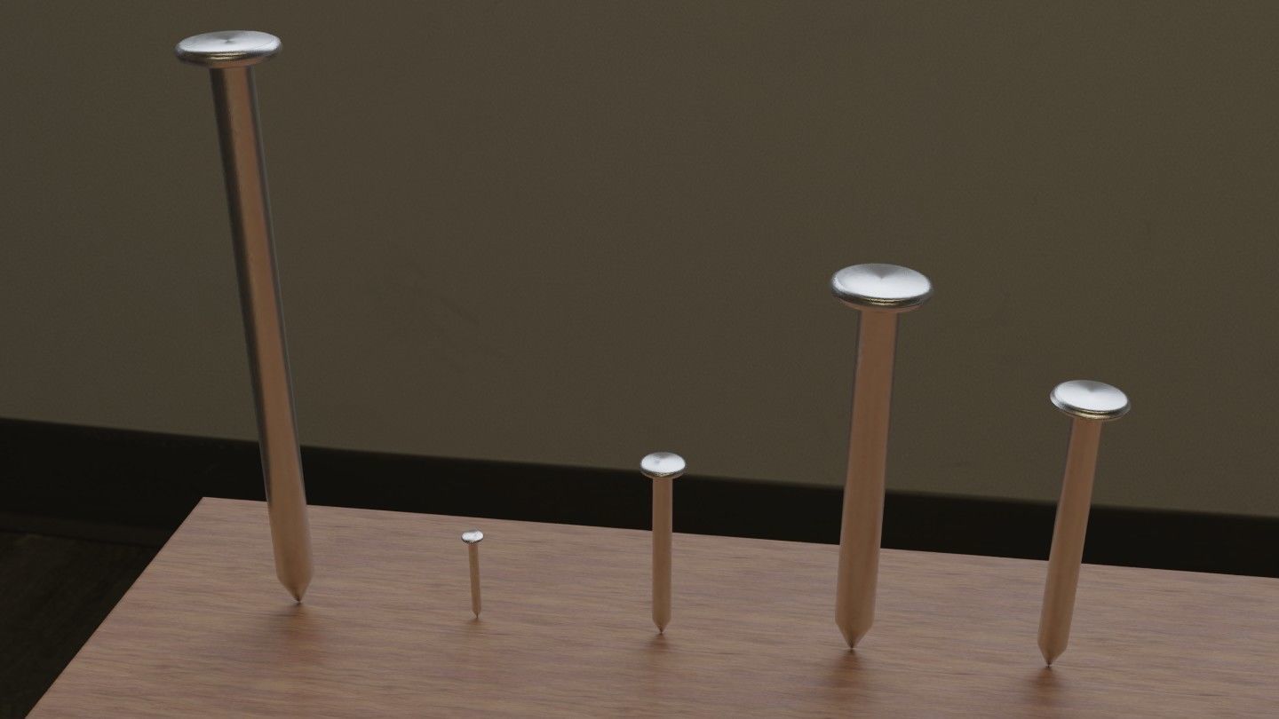 Set of 73 Bolts Nuts Washers Nails Sleeves Butterflies 3D model_7