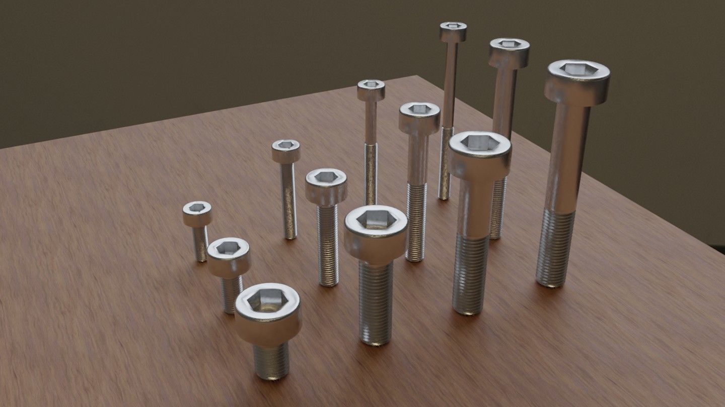 Set of 73 Bolts Nuts Washers Nails Sleeves Butterflies 3D model_4