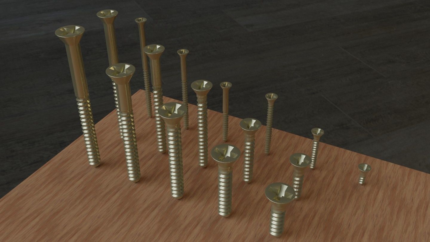 Set of 73 Bolts Nuts Washers Nails Sleeves Butterflies 3D model_6