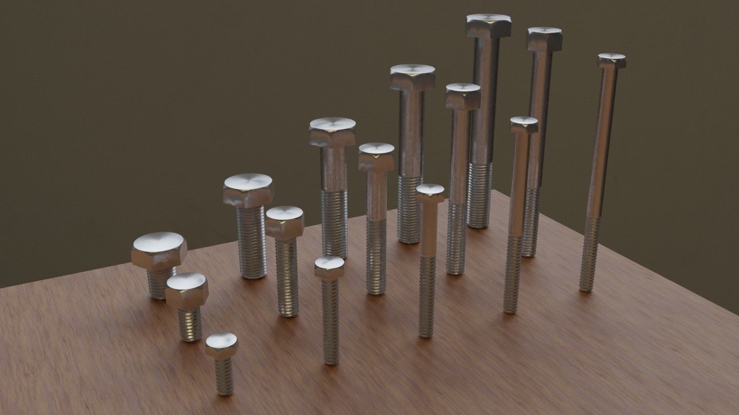 Set of 73 Bolts Nuts Washers Nails Sleeves Butterflies 3D model_3