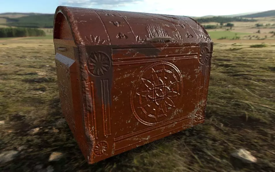trunk old antique Free low-poly 3D model