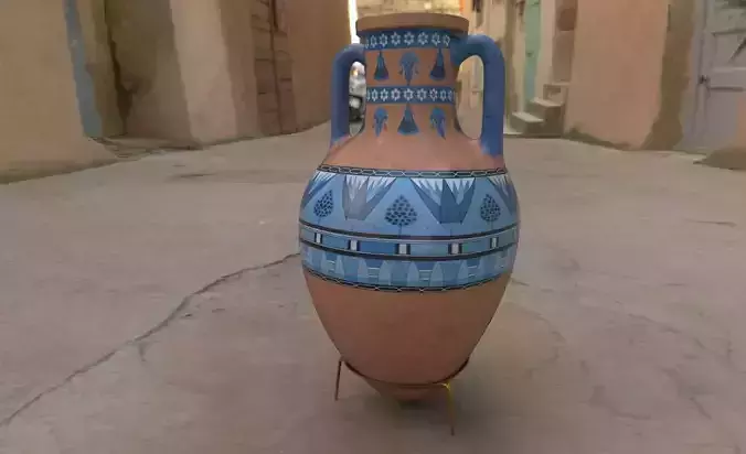 Egyptian Pot 01 Low-poly 3D model