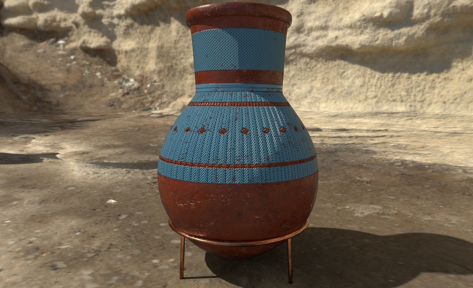 Egyptian Pot 02 Low-poly 3D model_1