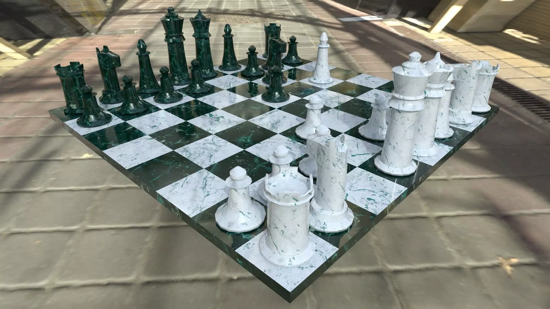 Marble Chess Set 3D model_0