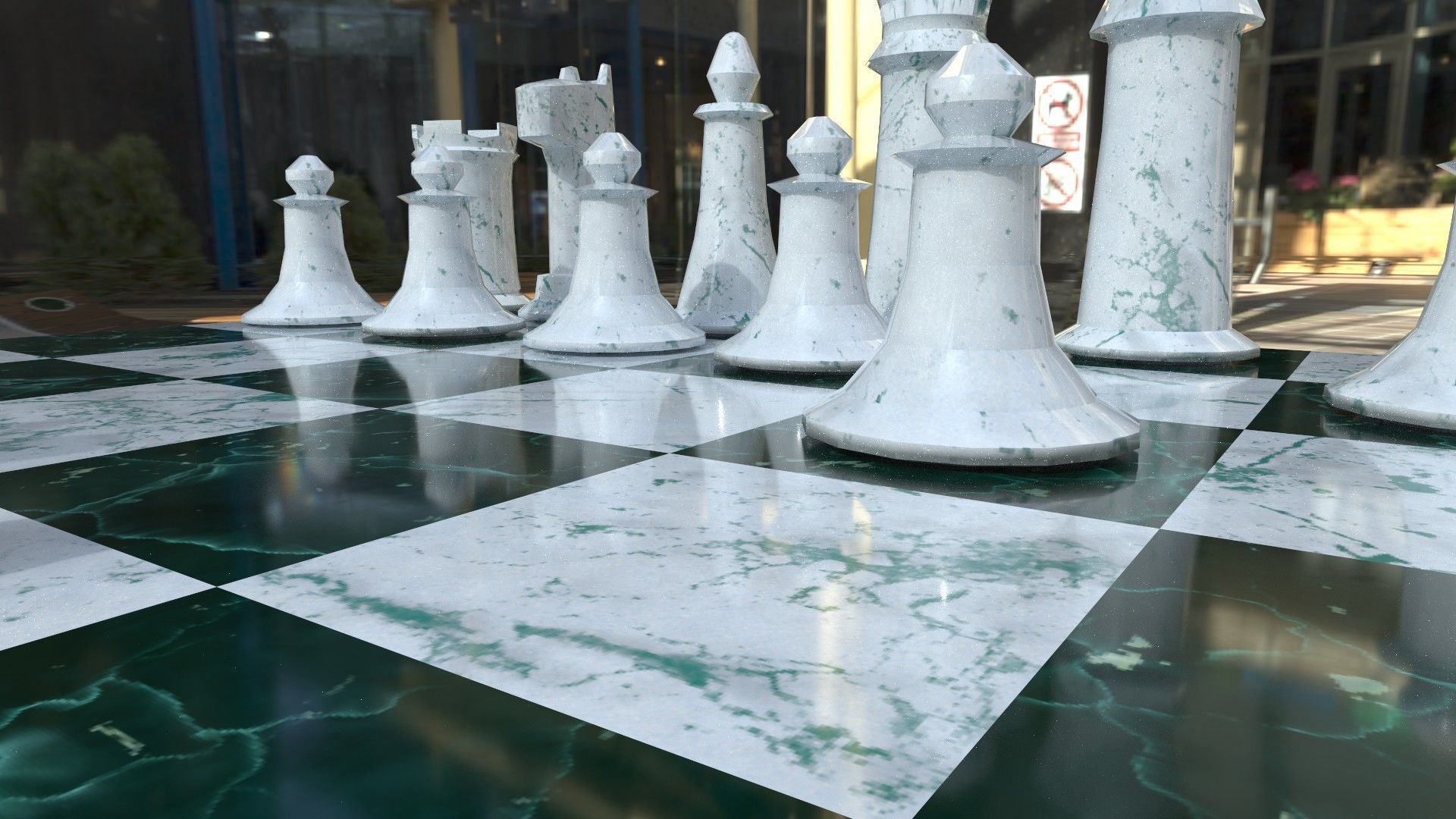 Marble Chess Set 3D model_4
