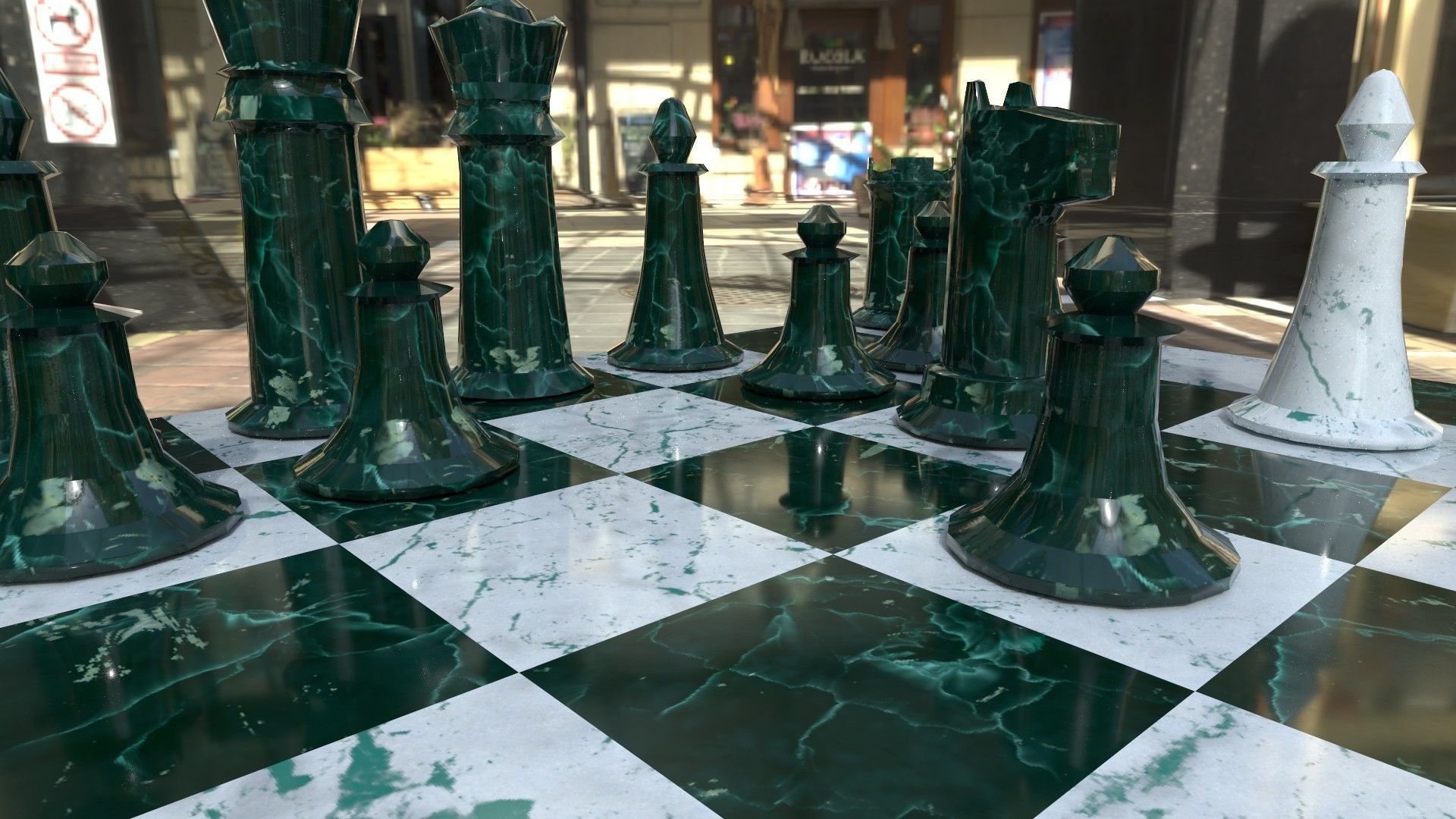 Marble Chess Set 3D model_3
