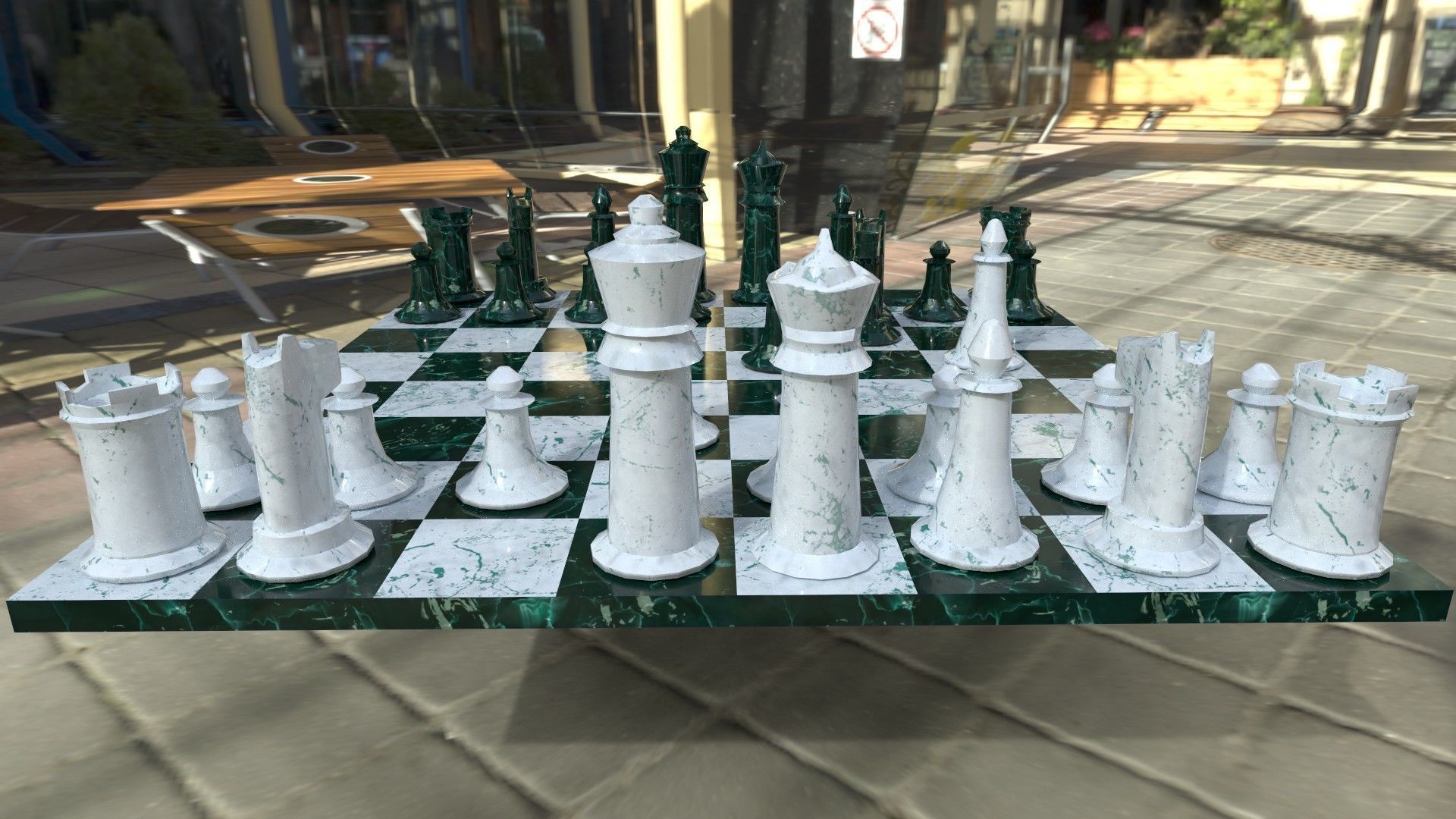 Marble Chess Set 3D model_1