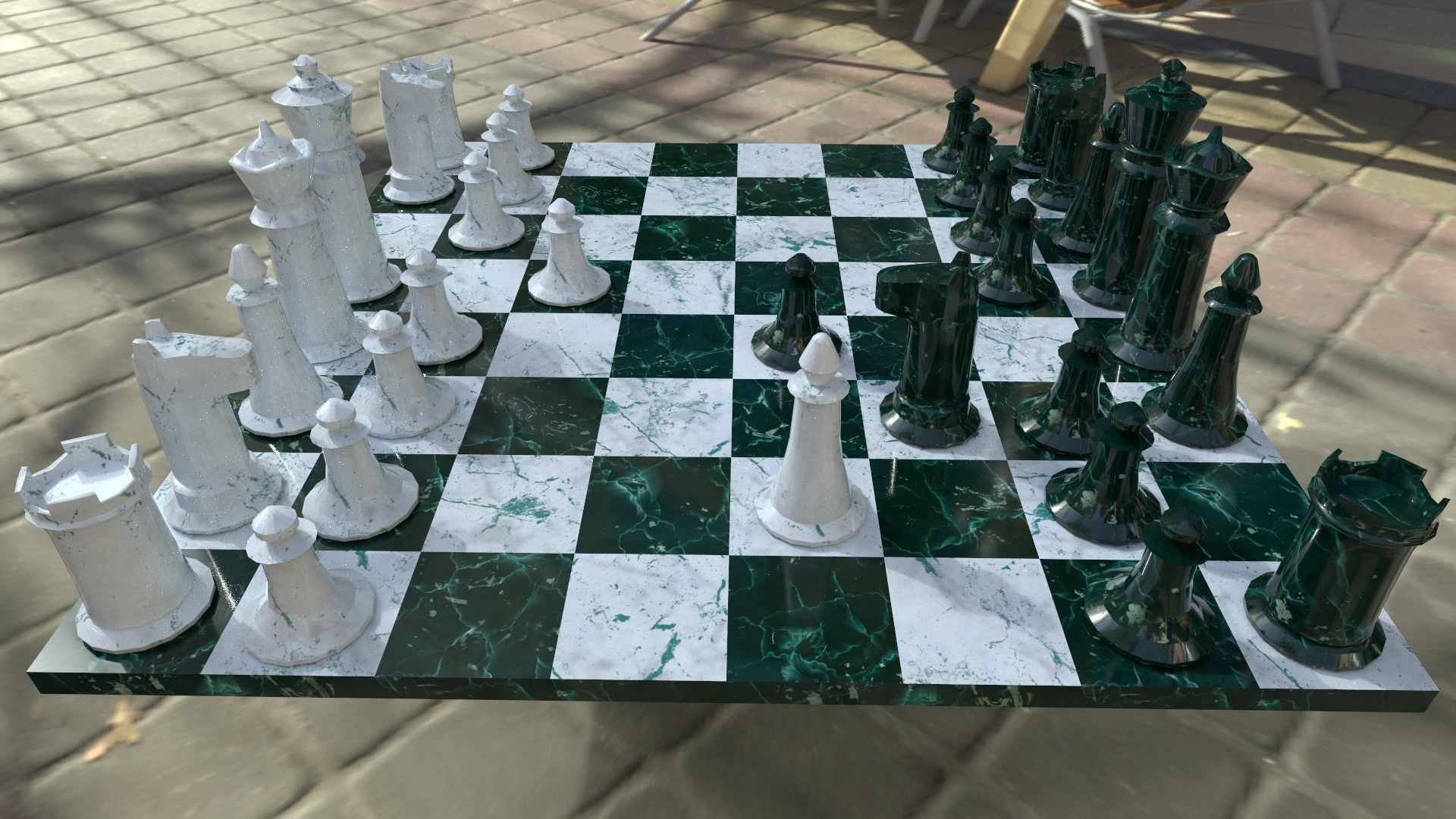 Marble Chess Set 3D model_2