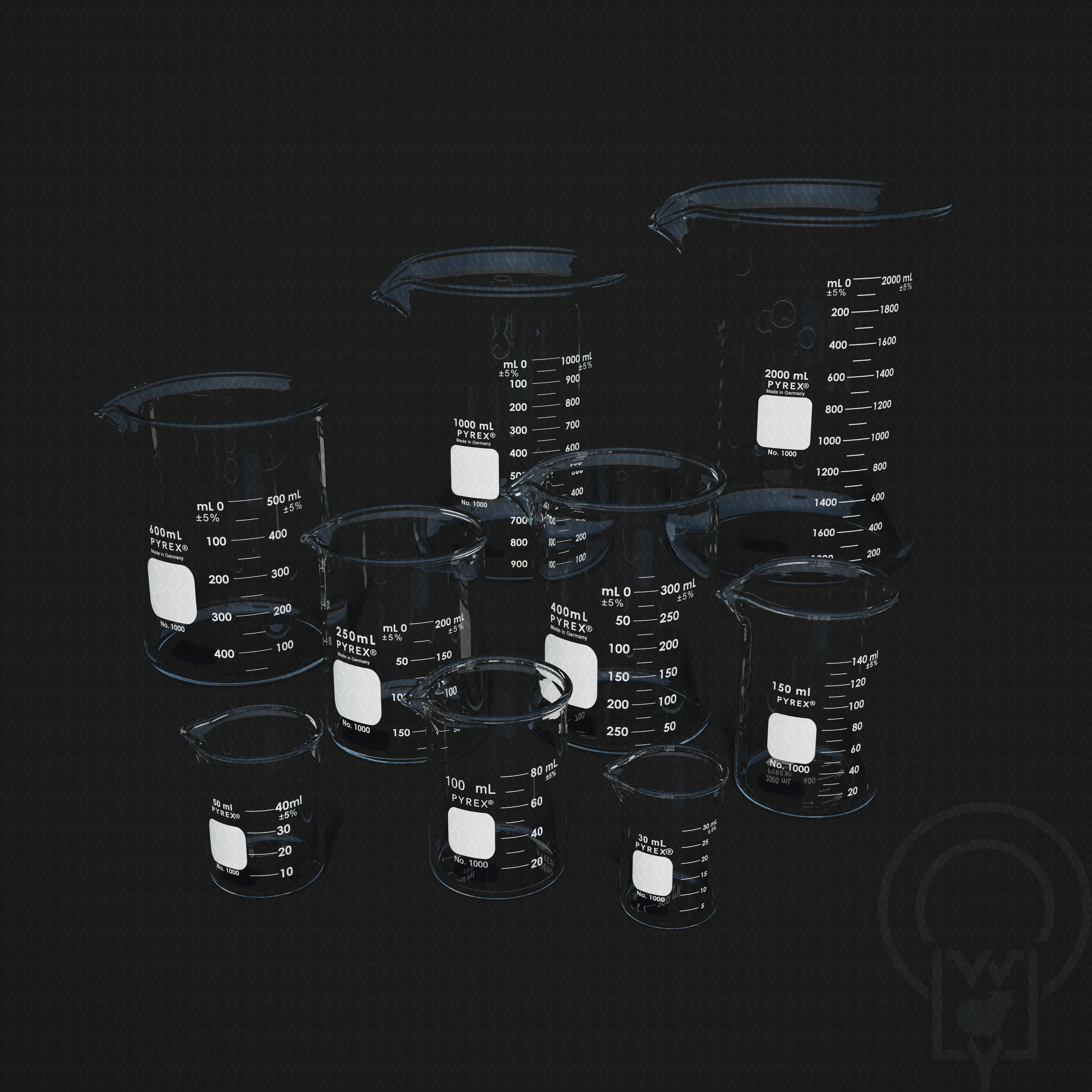 Portable Micro Lab Burner Tripod Beaker Chemistry set 3D model_14