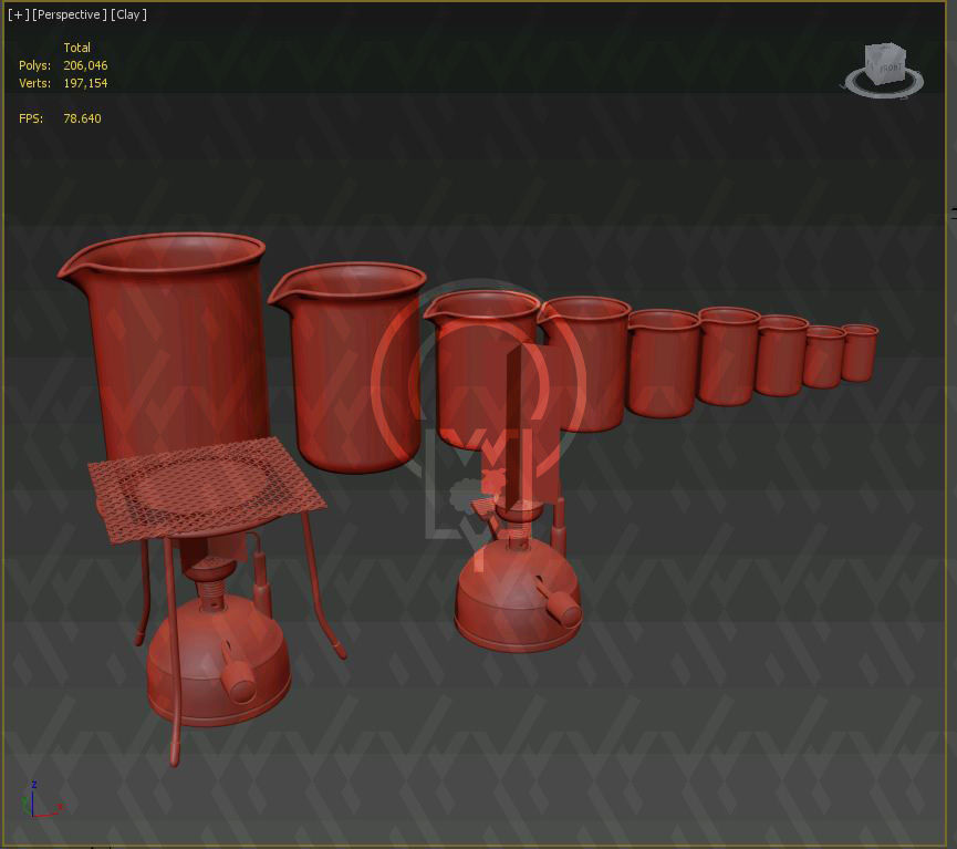 Portable Micro Lab Burner Tripod Beaker Chemistry set 3D model_21