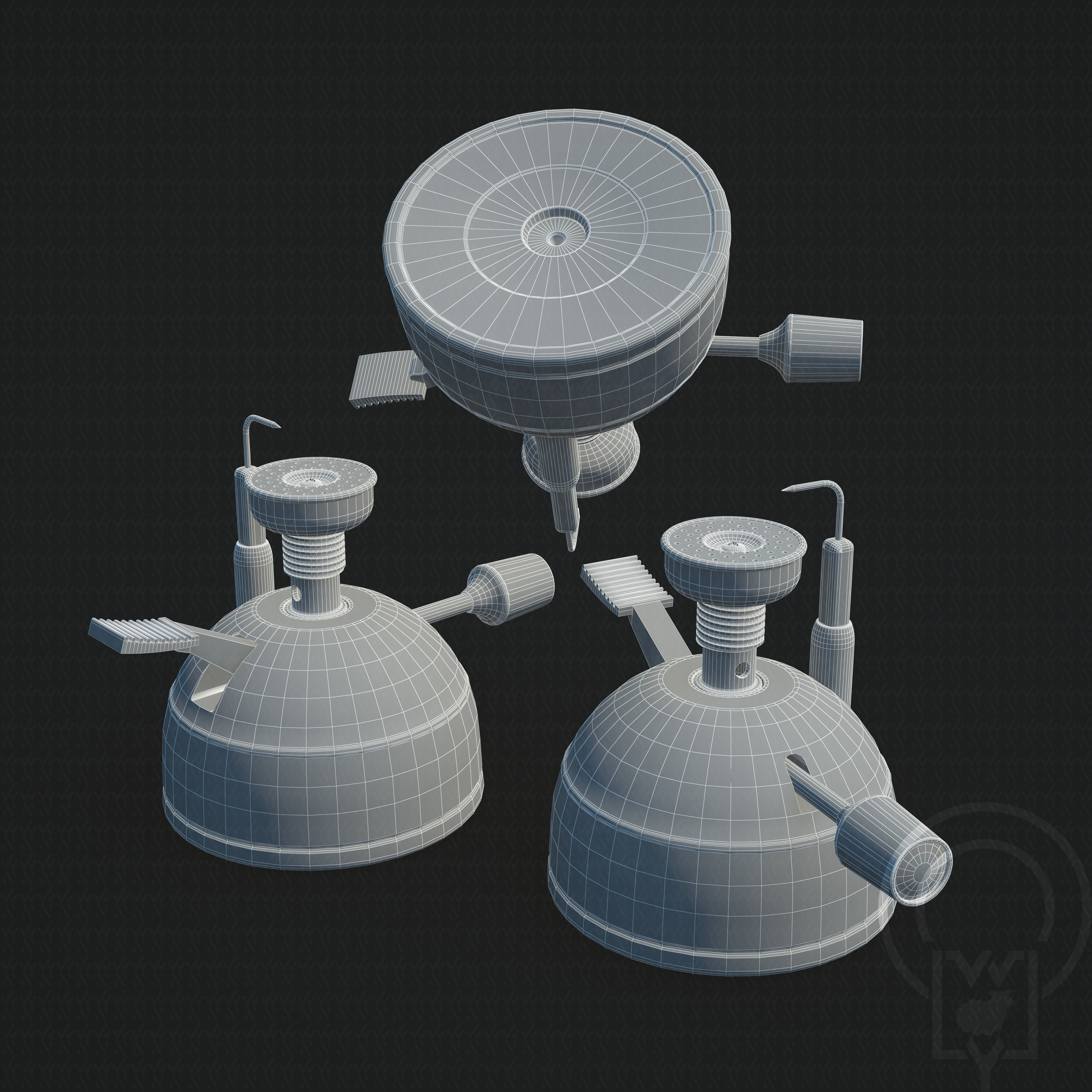 Portable Micro Lab Burner Tripod Beaker Chemistry set 3D model_12