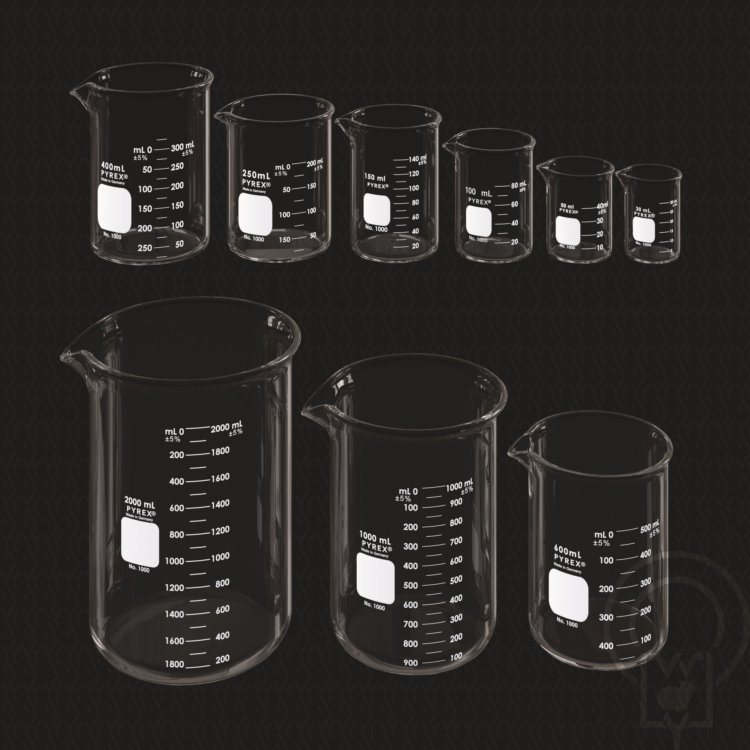 Portable Micro Lab Burner Tripod Beaker Chemistry set 3D model_4