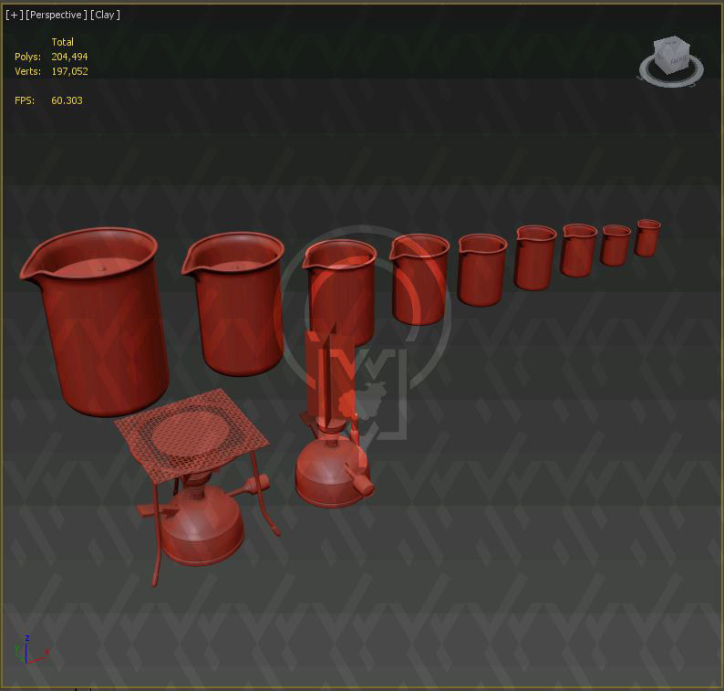 Portable Micro Lab Burner Tripod Beaker Chemistry set 3D model_20