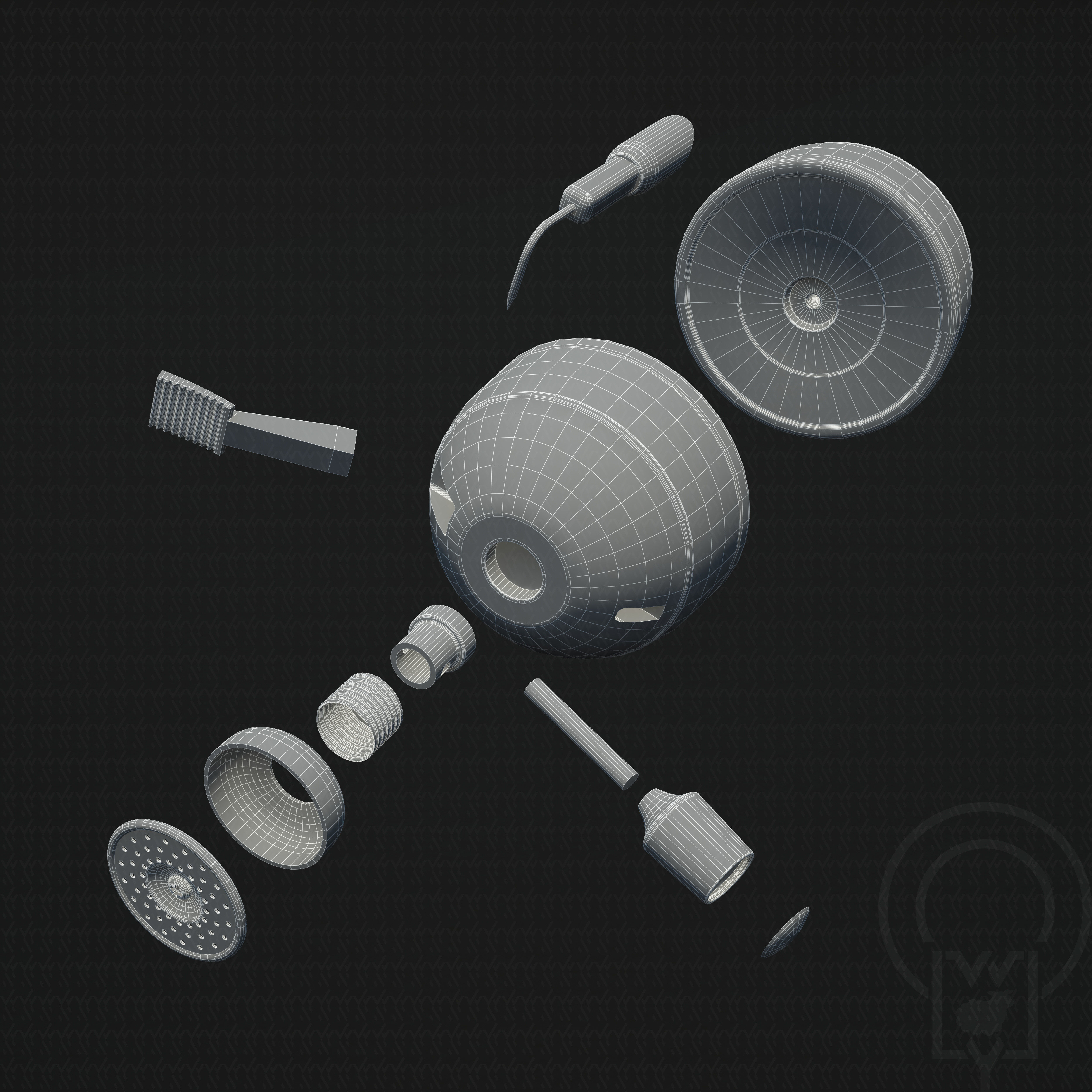 Portable Micro Lab Burner Tripod Beaker Chemistry set 3D model_13