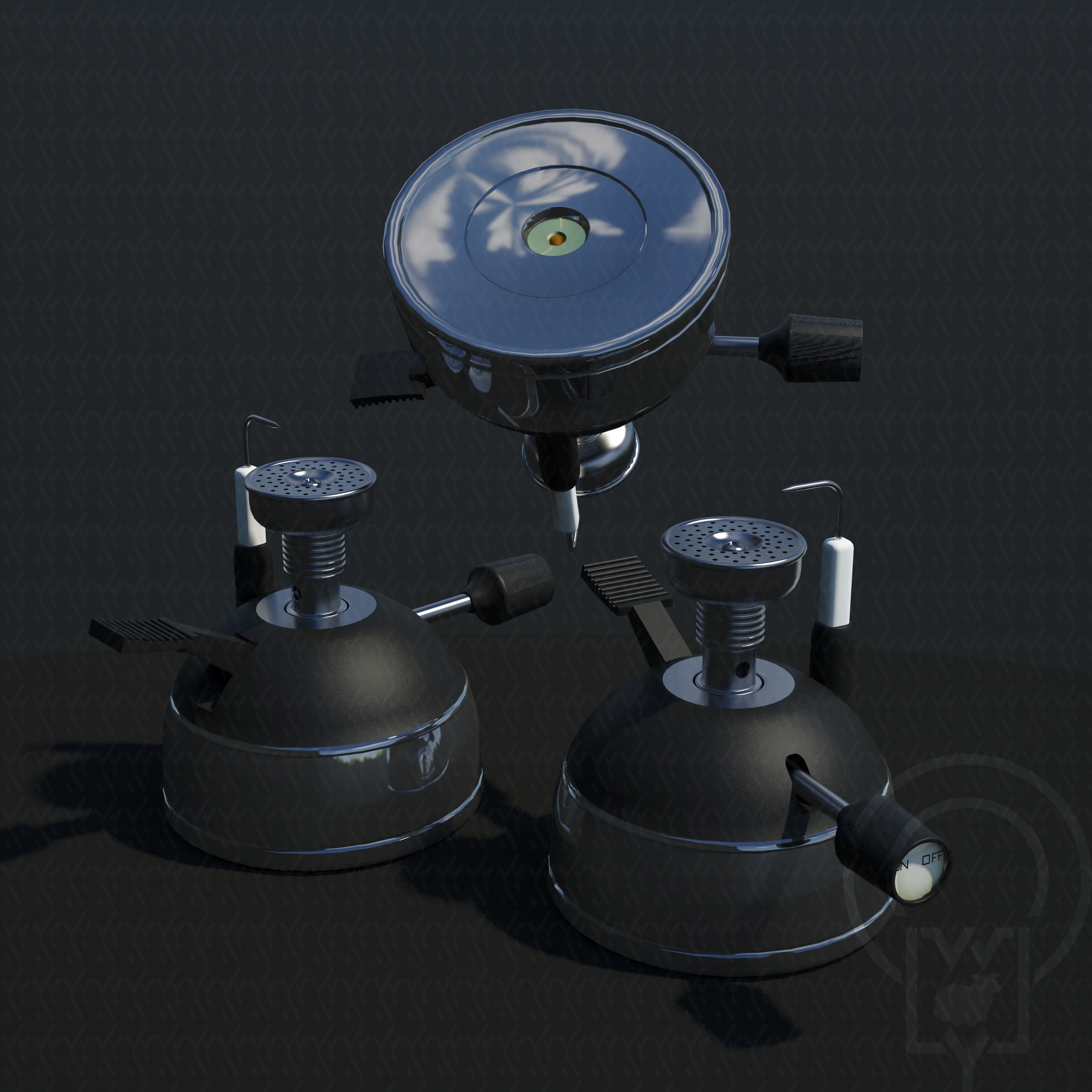 Portable Micro Lab Burner Tripod Beaker Chemistry set 3D model_11