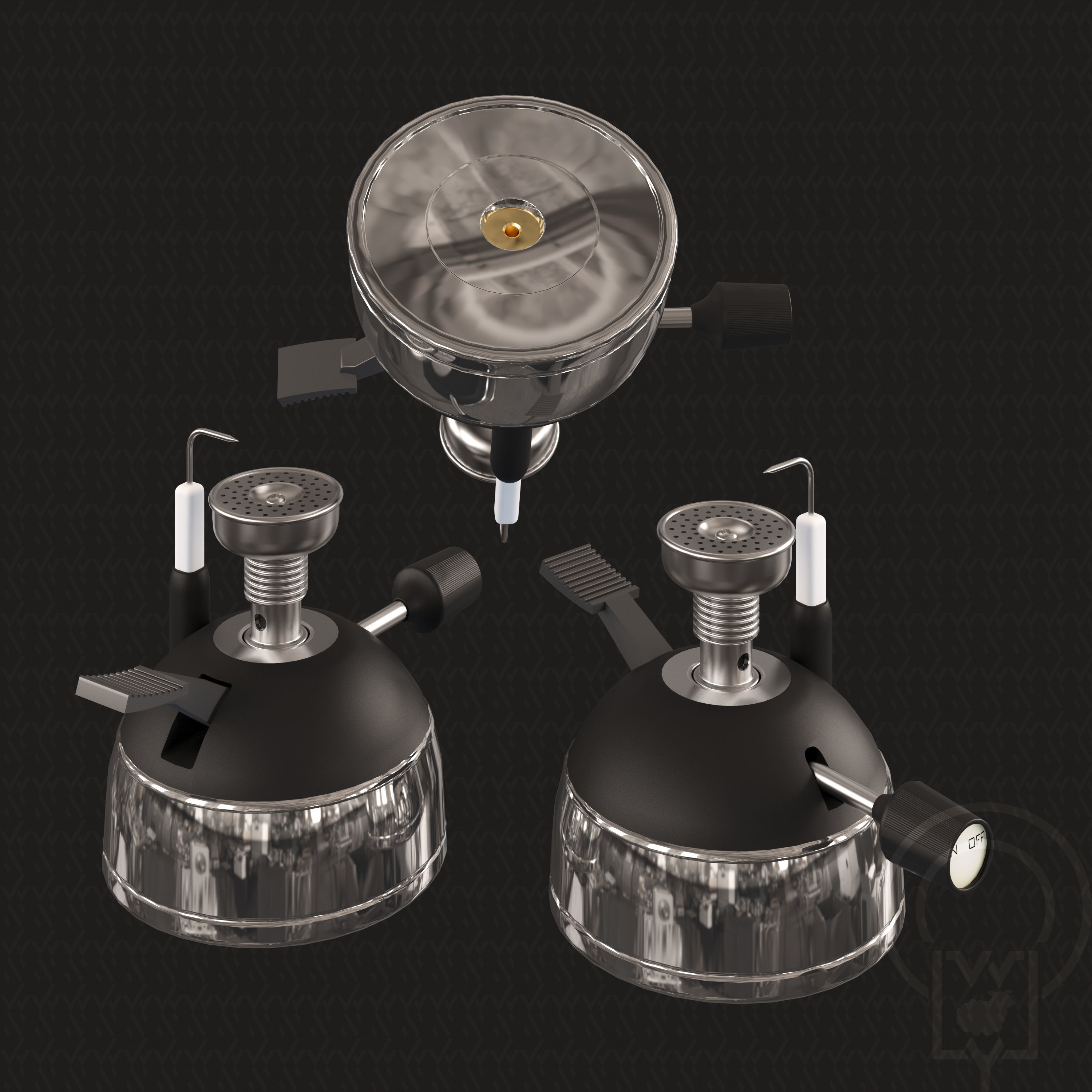 Portable Micro Lab Burner Tripod Beaker Chemistry set 3D model_2