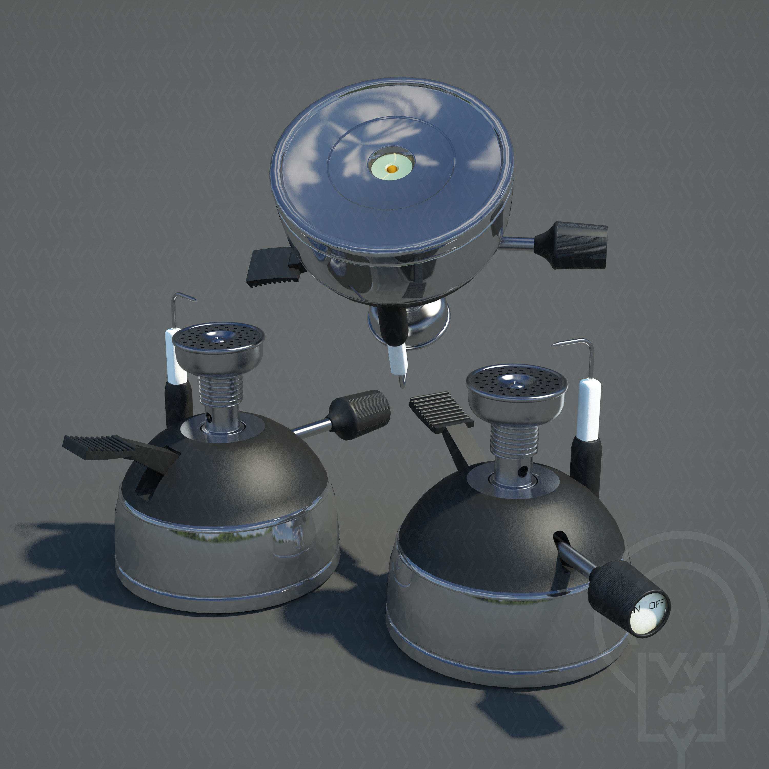 Portable Micro Lab Burner Tripod Beaker Chemistry set 3D model_10