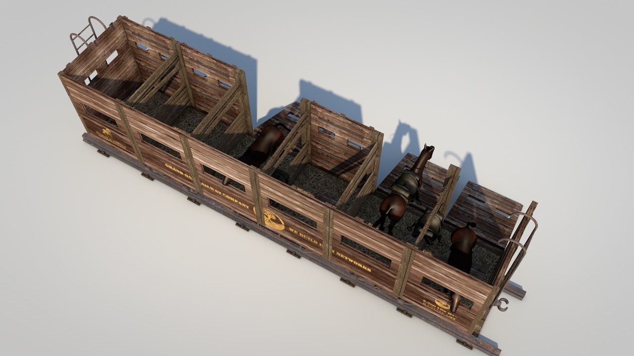 Wild West Horse Wagon 3D model_4