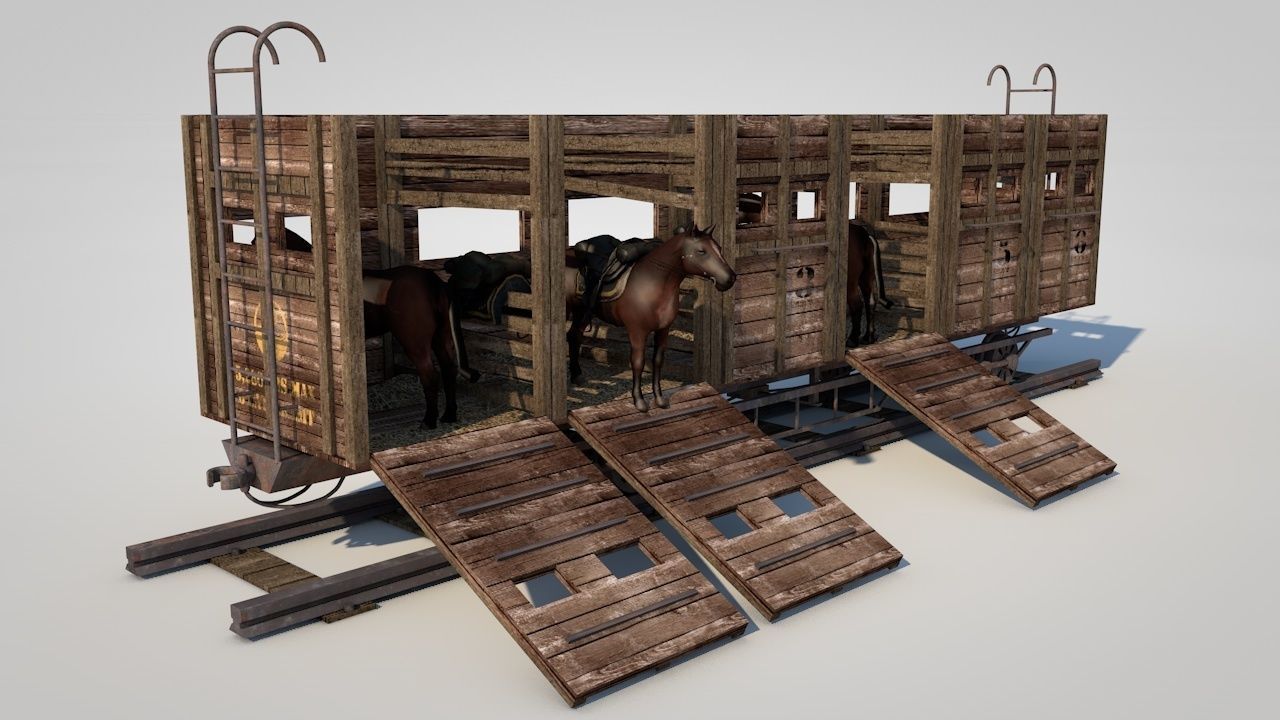 Wild West Horse Wagon 3D model_3