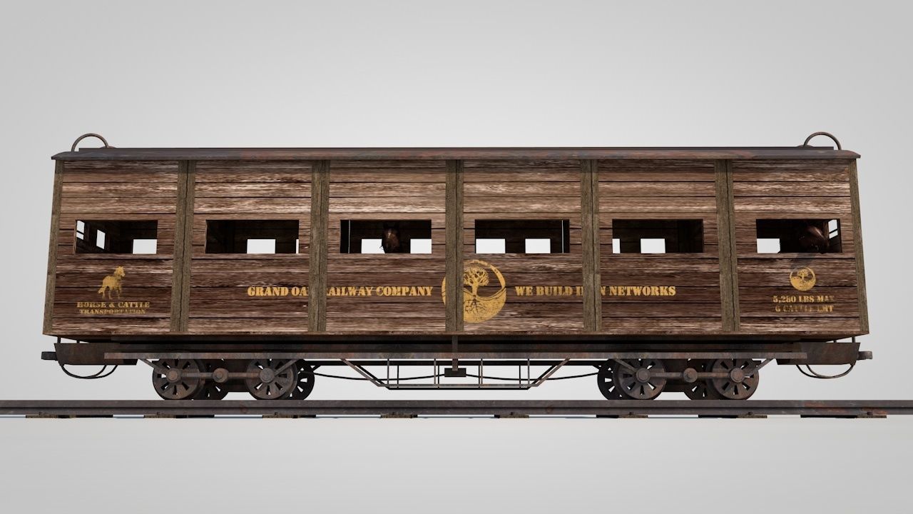 Wild West Horse Wagon 3D model_12