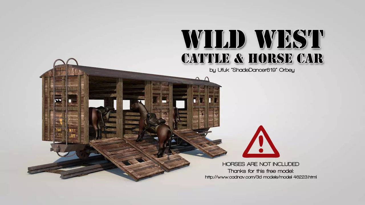 Wild West Horse Wagon 3D model_0