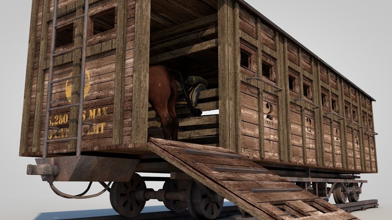 Wild West Horse Wagon 3D model_6