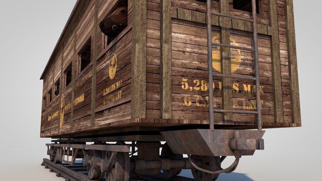 Wild West Horse Wagon 3D model_11