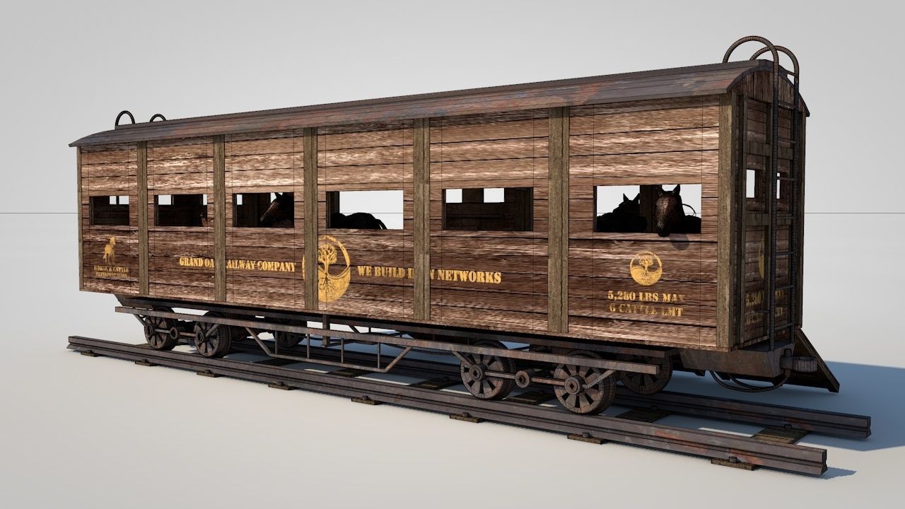 Wild West Horse Wagon 3D model_2