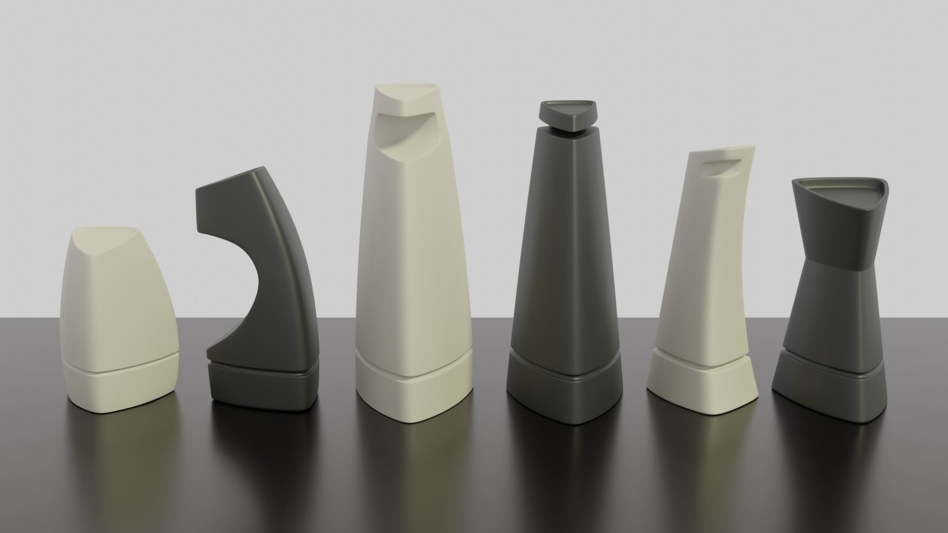 3d Printable Modern Chess Set STL OBJ 3MF Blender 3D print model_2