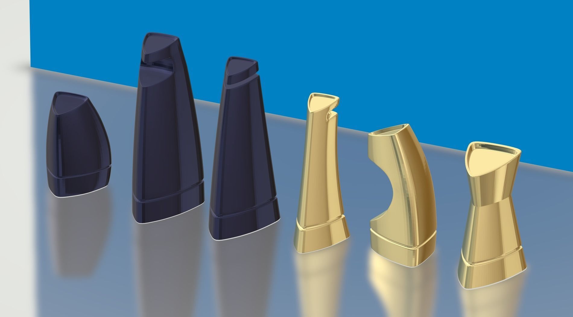 3d Printable Modern Chess Set STL OBJ 3MF Blender 3D print model_4