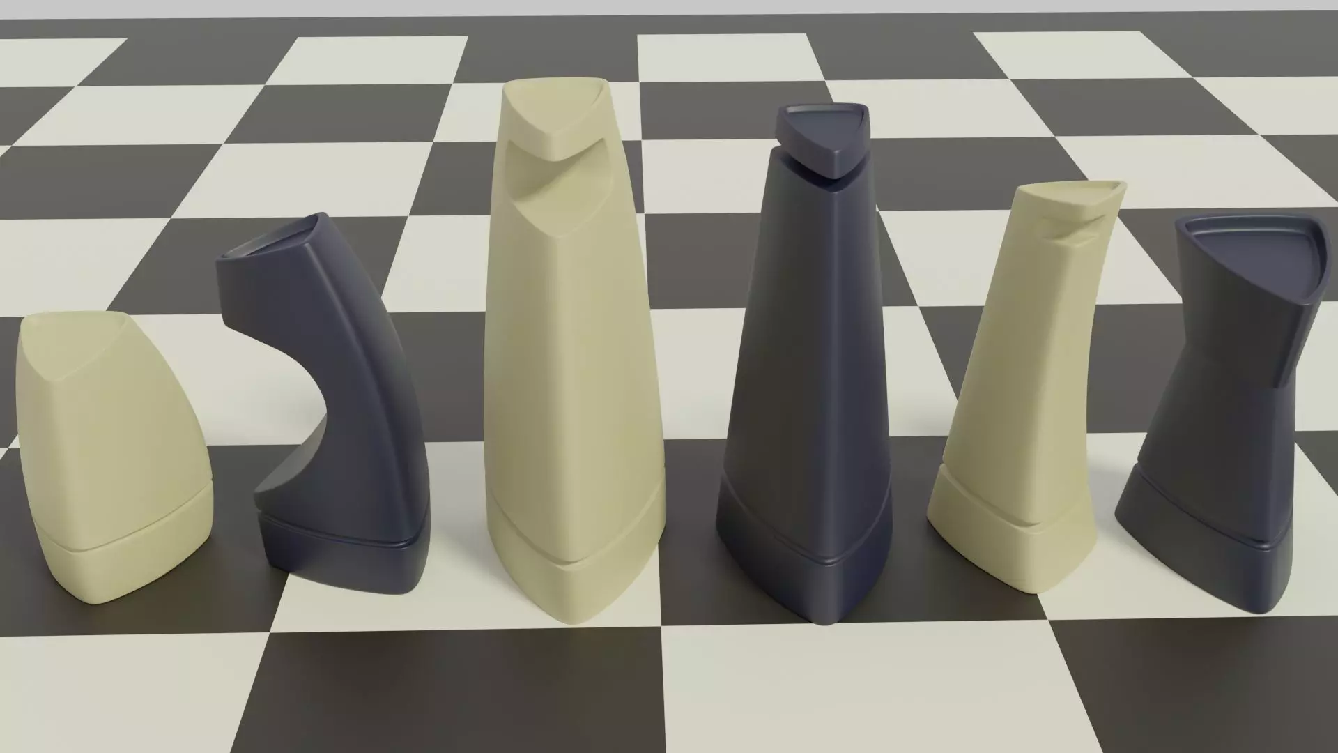 3d Printable Modern Chess Set STL OBJ 3MF Blender 3D print model_0