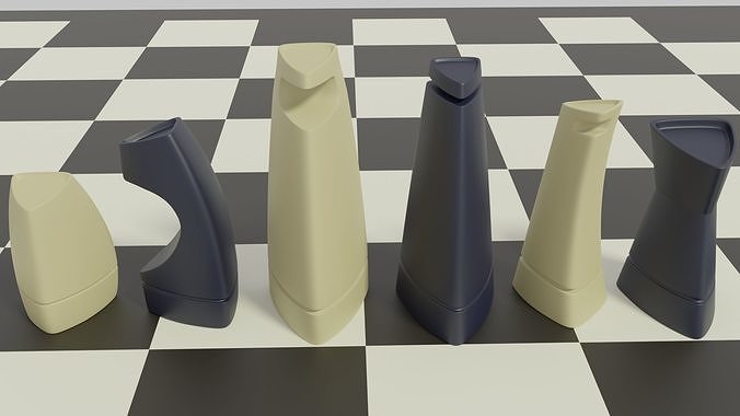 3d Printable Modern Chess Set STL OBJ 3MF Blender 3D print model