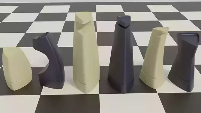 3d Printable Modern Chess Set STL OBJ 3MF Blender 3D print model