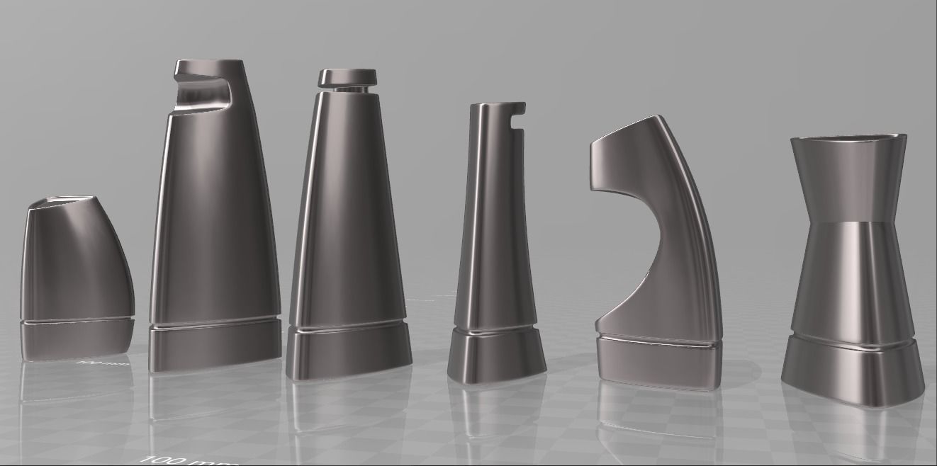 3d Printable Modern Chess Set STL OBJ 3MF Blender 3D print model_5