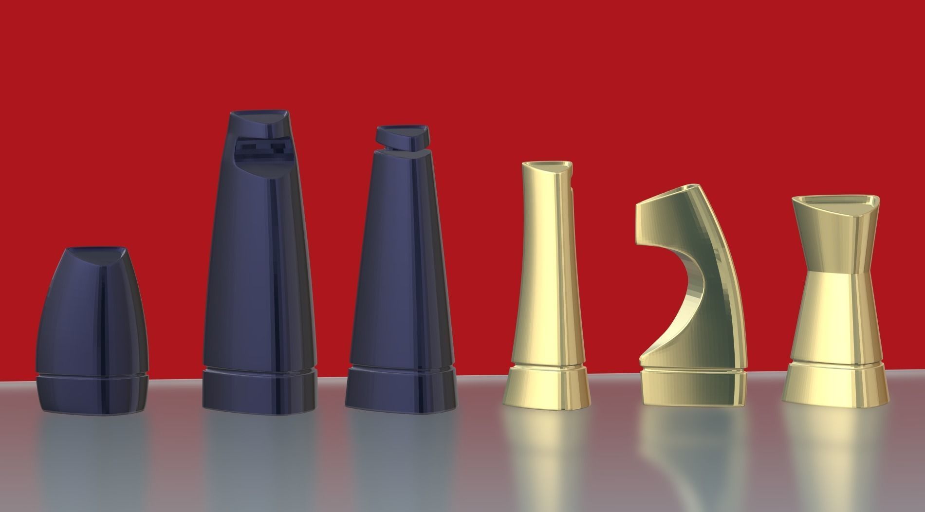 3d Printable Modern Chess Set STL OBJ 3MF Blender 3D print model_3