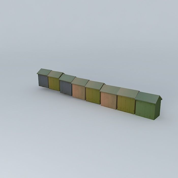Berck-Plage - The beach cabins (11/15) Free 3D model_1