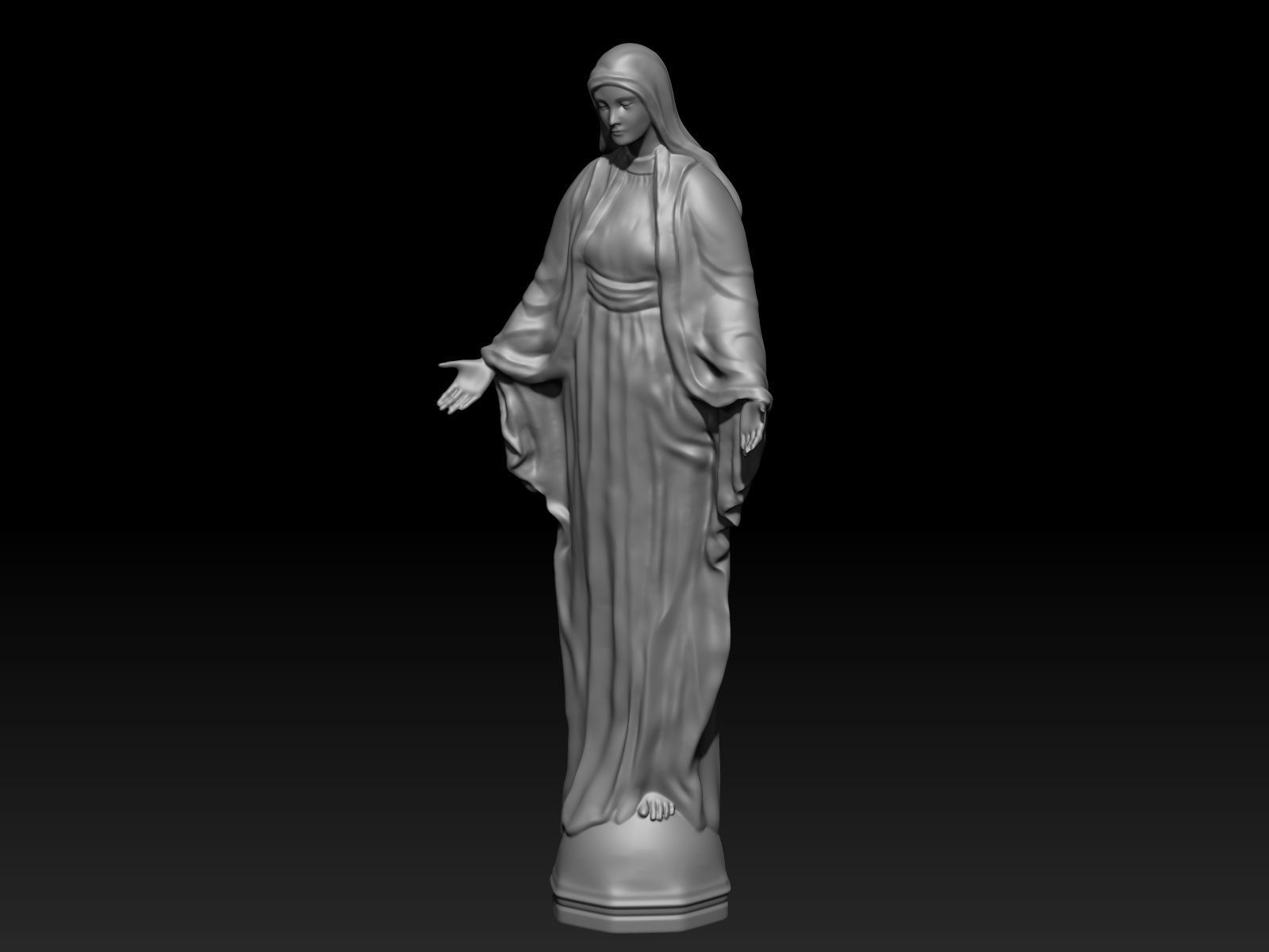 Saint Maria Statue PBR Low Poly Low-poly 3D model_10