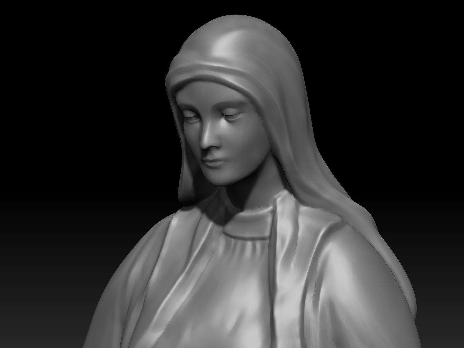 Saint Maria Statue PBR Low Poly Low-poly 3D model_9