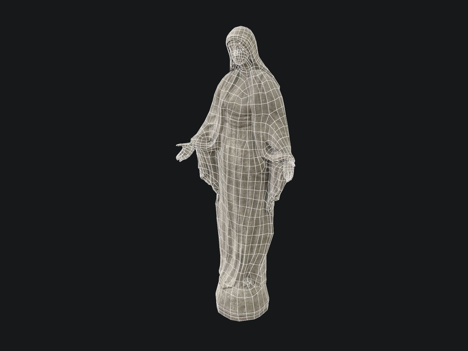 Saint Maria Statue PBR Low Poly Low-poly 3D model_6
