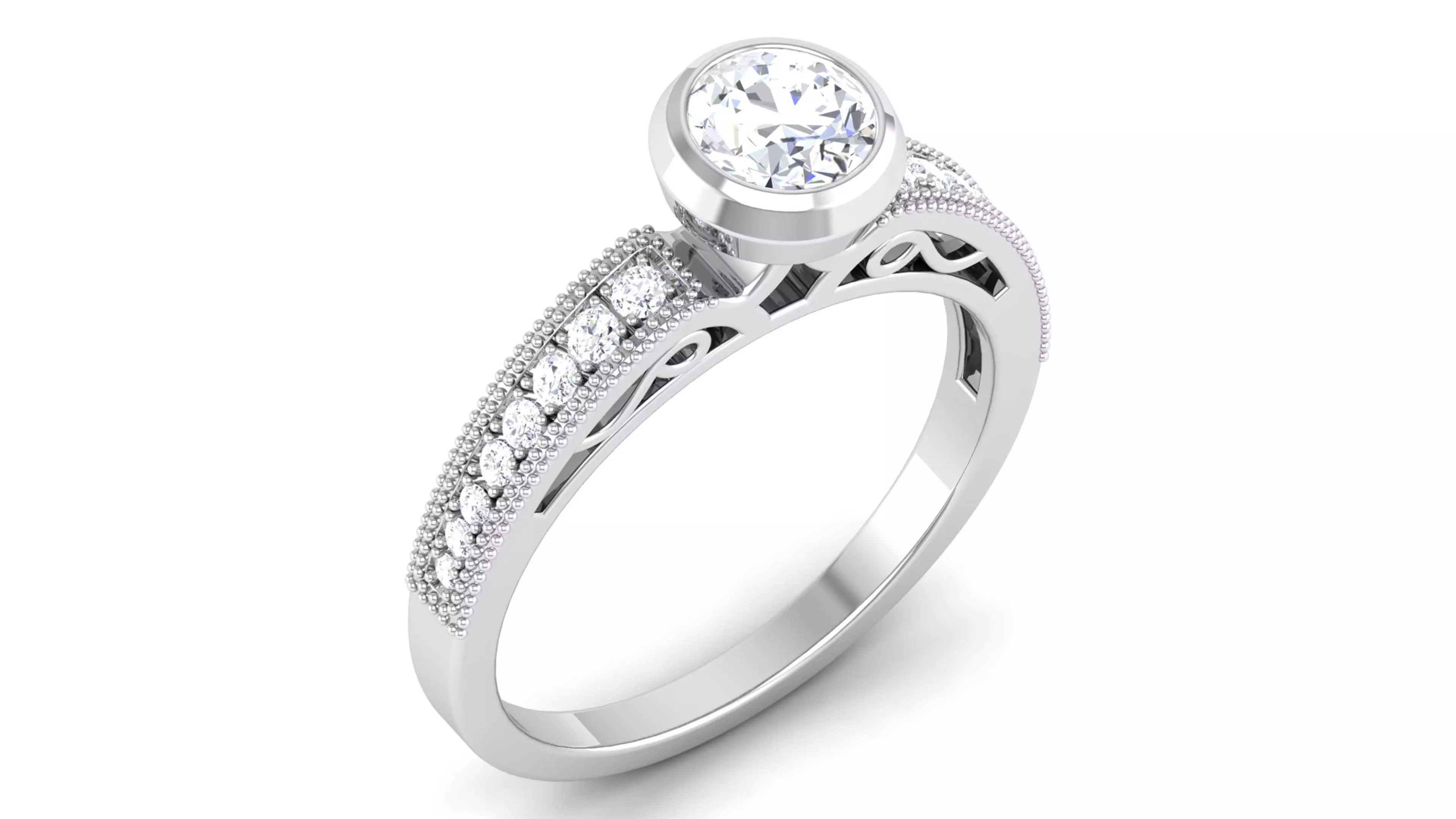 Solitaire ring 3dm stl render detail 3D print model 3D print model_0