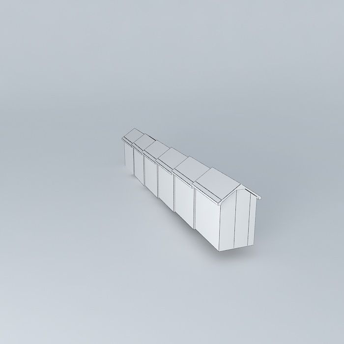 Berck Plage Beach Cabins 1515 Free 3D model_3