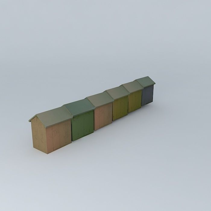 Berck Plage Beach Cabins 1515 Free 3D model_1