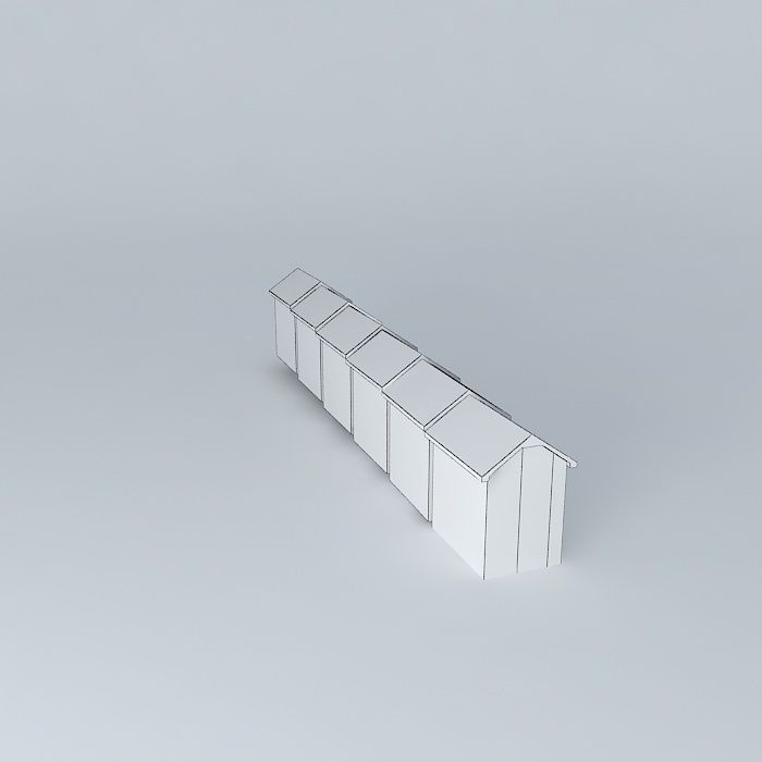 Berck Plage Beach Cabins 1515 Free 3D model_4