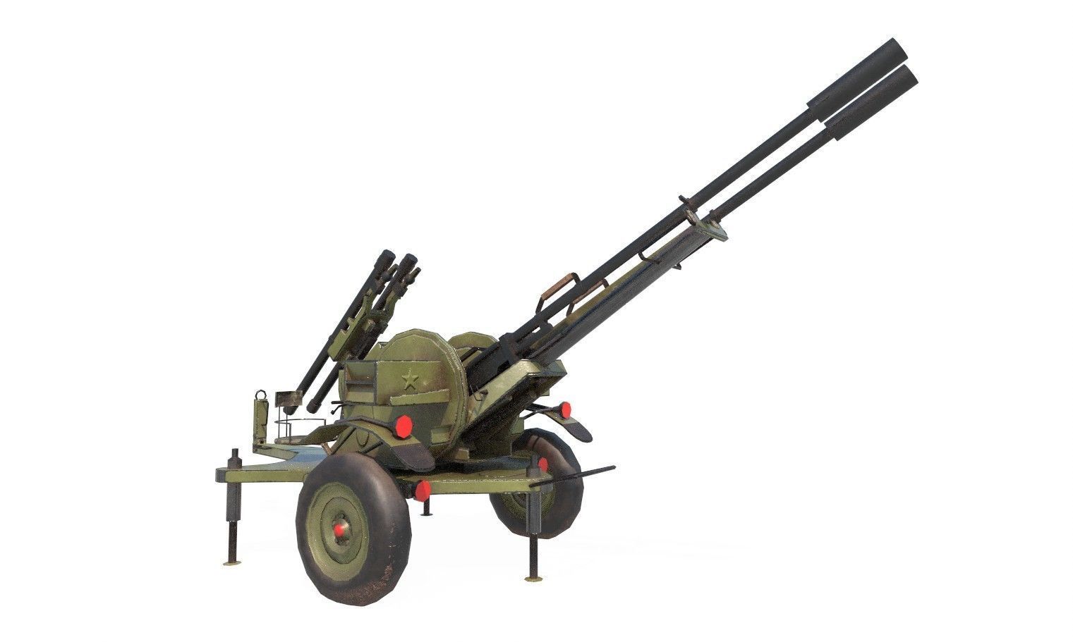 ZU-23-2 Pilica rocket-artillery set anti-aircraft Low-poly 3D model_3