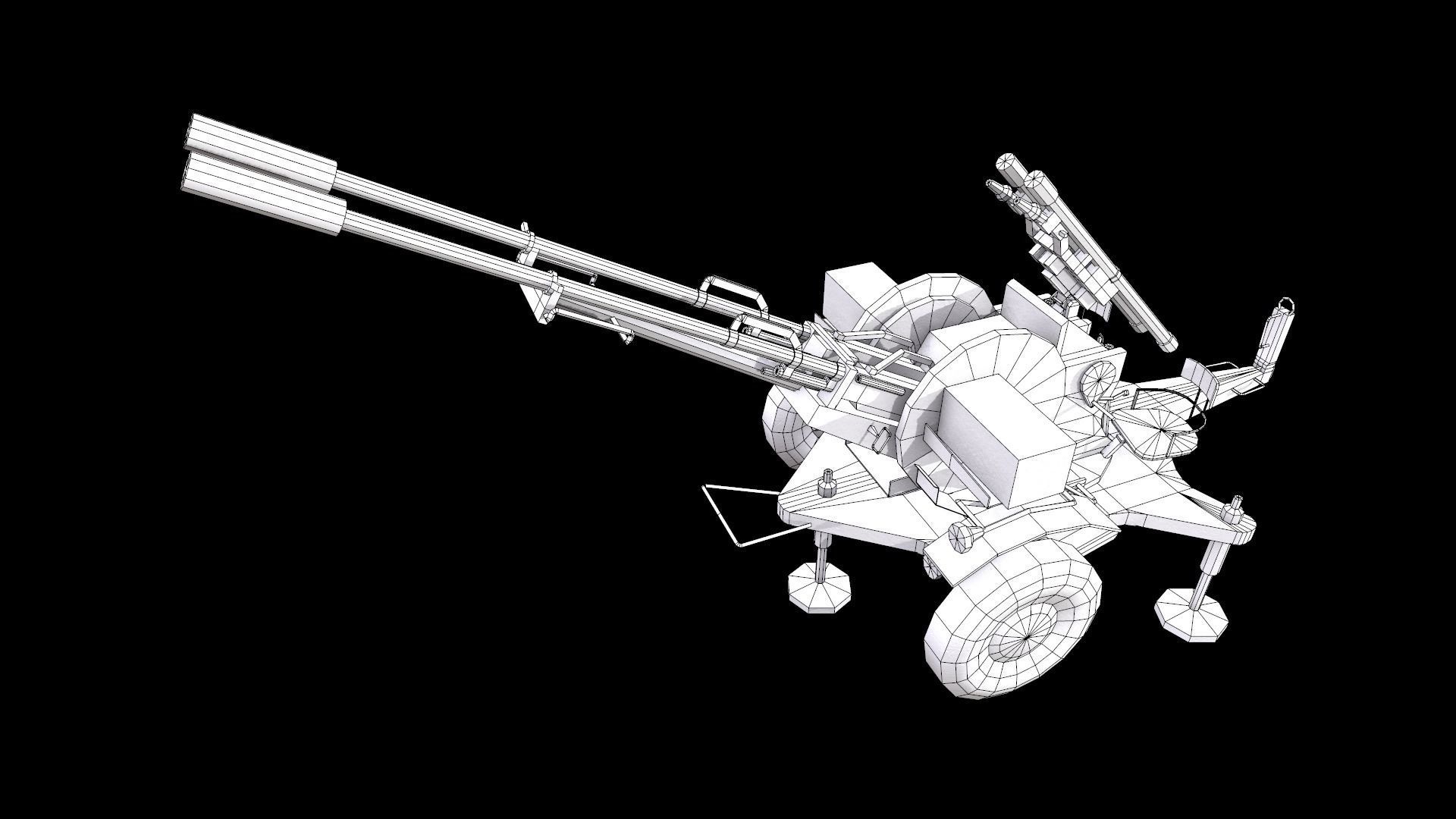 ZU-23-2 Pilica rocket-artillery set anti-aircraft Low-poly 3D model_8
