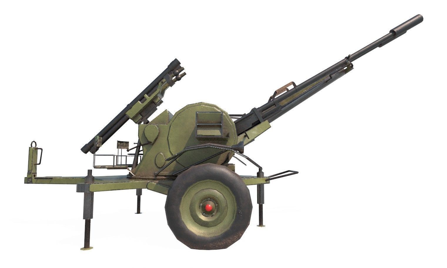 ZU-23-2 Pilica rocket-artillery set anti-aircraft Low-poly 3D model_4