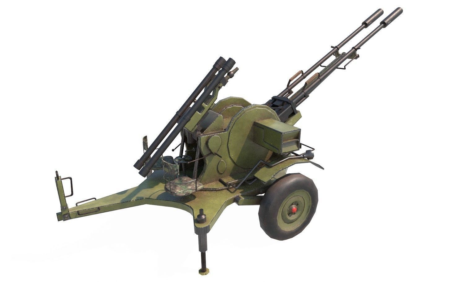 ZU-23-2 Pilica rocket-artillery set anti-aircraft Low-poly 3D model_1
