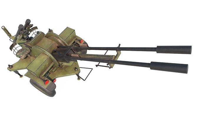 ZU-23-2 Pilica rocket-artillery set anti-aircraft Low-poly 3D model