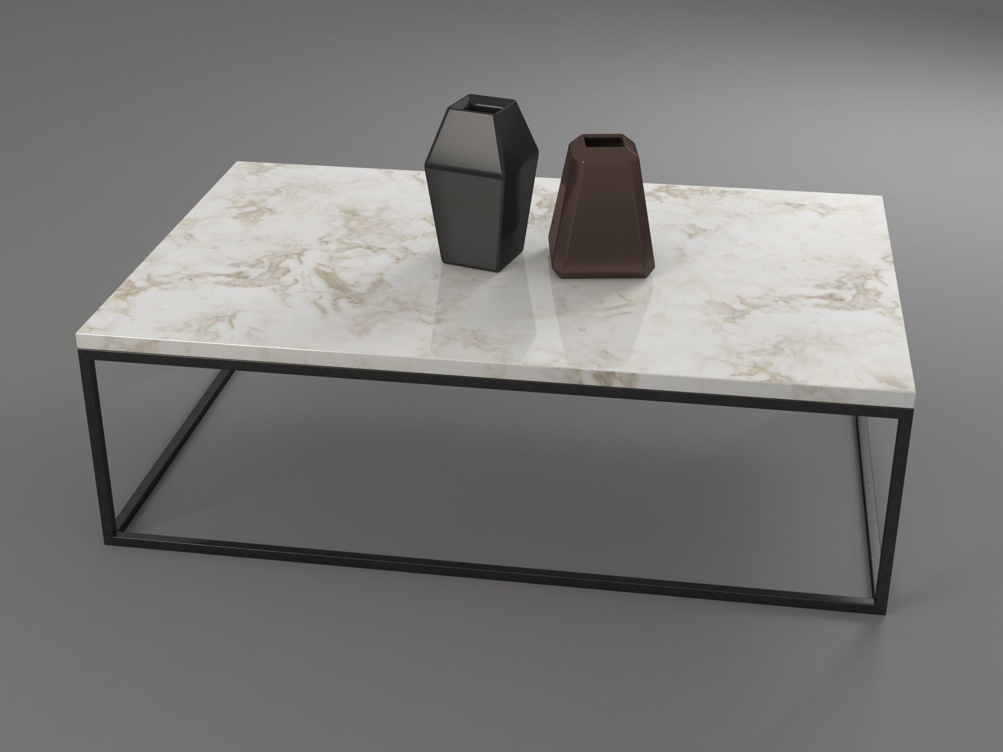 Marble Table Rectangle 3D model_2